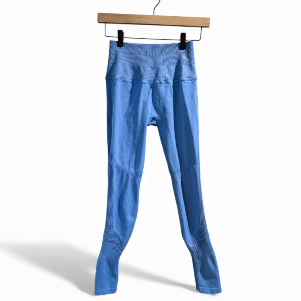 NUX Blue Compression Link Up Mesh Panel Leggings-‎ Size Small